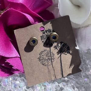 Rich McCoy Unique Handmade Upcycled Brass Bullet
Casing Earrings Topaz Jeweled